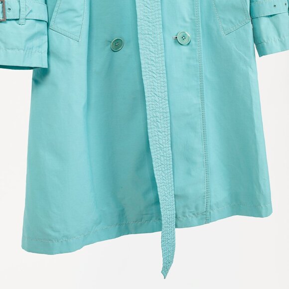 Burberry Turquoise Sateen Check-Undercollar Trench Coat - Picture 8 of 14